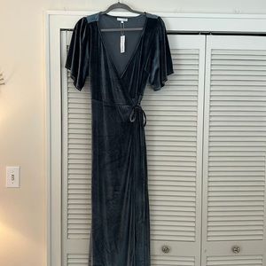 Baltic born velvet wrap maxi dress